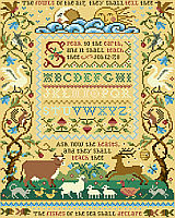 This detailed and delightful Sandy Orton sampler featuring fish, fowl and many of God's creatures depicting the classic quote from Job 12.