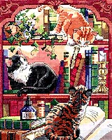 In Purr-fect Harmony, our trio of cunning and curious kitties find a most 'novel' place to play. An escapade filled with fun and delight; just don't spill the ink! Best to curl up with a good book in this Counted Cross-Stitch design.