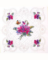 One of two beautiful pillows blending beautiful floss embroidery with candlewicking.