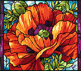 Rich color and sensuous artistry beguiles this poppy stained glass heirloom!