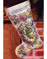 A beautiful tribute to a garden in full bloom! This Gardener's Christmas Counted Cross Stitch stocking includes alphabet for personalization and backing fabric.