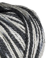 There are 11 colors, both solid and variegated in this well named worsted weight yarn of 50% Merino and 50% Silk. Luxury for everybody.