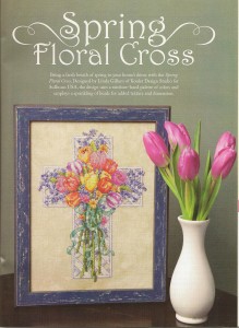 our lovely stitched Spring Floral Cross using luscious Sullivan's threads.