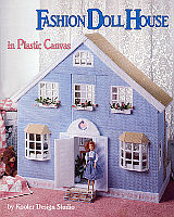 What a wonderful showcase for your fashion doll! Create this sturdy dollhouse entirely of plastic canvas, worsted weight yarn and some trims. Stitch and assemble the house as eight separate modular units that fit together with architectural precision and stability. 