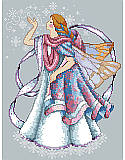 Frost Faerie - PDF: This chilly Faerie blowing icy kisses by Barbara Baatz is the perfect accent to any faerie lover's winter décor! It features an ice pixie, clad in cozy pastels with transparent wings that shimmer with wintery snowflakes.  