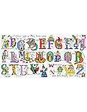 Once Upon a Time Alphabet - PDF: Fairytale alphabet cross stitch art made for a prince or princess! Encourage their imagination to grow along with wizards, mermaids and faerie's, while they learn their ABC's. Stitch up a name sign with specific letters or the entire alphabet as a sampler. Part of the Kooler baby collection, this alphabet is sure to create a 'happily ever after' for your special one.