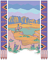 Add desert beauty to your walls with this Southwest-inspired landscape framed with a Native American pattern.
This vibrant cross stitch piece is an easy way to bring a little of the outside in.