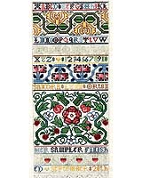 A band Sampler inspired by the golden age of English needlework during the 1600’s, contains close to two-dozen specialty stitches typically used in samplers from this period.