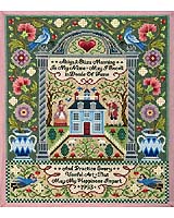 A schoolgirl sampler that exemplifies the distinctive style indicative of the Mary Balch School, from the architectural arrangement to the moral sentiments expressed right down to the authentic stitches used.