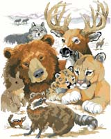 The wild animals of North America are majestic and awesome. They are all here in one place ready for you to stitch this lovely design for display in your mountain home or his “man-cave”.