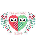 Owl You Need is Love - PDF: What could be cuter than two owls in love making a heart! Stitch these two owls for a wedding, anniversary, or even Valentine's day. 