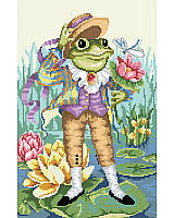 This playful Counted Cross Stitch design features the story of Mr. Frog Goes A-Courting. 

