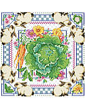 Vegetable Patch - PDF: Showcasing a lovely bunnies and cabbage motif, this artful cross stitch design brings country-chic appeal to your kitchen.