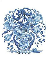 This lovely floral piece is worked in shades of delft blue. 