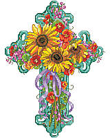 Bring bright, cheerful spirit into your space with this beautiful cross floral design.
