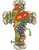 Fall Season Floral Cross - PDF: Add natural beauty and faithful feel to your décor with this fall-inspired piece.
Greet the fall season with this heartwarming chrysanthemum and grape bouquet, presented in a cheerful whicker cross design.
