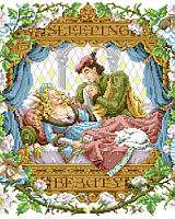 Sleeping Beauty pricked her finger on the spinning wheel and fell fast asleep!