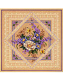 Flowers & Lace - PDF: Lovely Lavender and Lace - You'll find this bouquet and butterflies "doily" remarkably quick and easy to stitch in Counted Cross-stitch and decorative stitches. The beige background shows through enhancing its lacy charm.