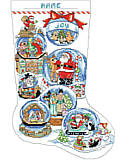Snow Dome Stocking - PDF: These snow domes show the varied scenes of the Christmas seasons form the Nativity to carols greeting the holiday.  