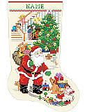 The Best of Christmas Stocking - PDF: Gift to anyone on the Nice List this darling cross-stitch Santa Claus Stocking to hold all their favorite Christmas treats. 

