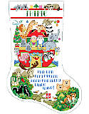 Two By Two Stocking - PDF: Inspired by Noah’s legendary ark, this colorful stocking features the smiling faces of God’s creatures! 
