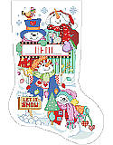 Let It Snow Stocking - PDF: Cutest little snowmen to be found on this stocking designed by Linda Gillum. 