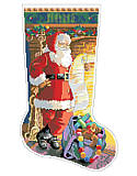 Checking His List Stocking - PDF: Jolly Santa is checking his list before getting ready to deliver the gifts and toys to all the good girls and boys in the world. Adorn your home with holiday cheer with this cozy, classic Christmas stocking. The vintage-inspired design would give a nostalgic touch to any holiday décor and brighten any Christmas mantel. It pairs well with our extensive Kooler classic stocking collection.
