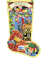 Enjoy the Christmas season as you stitch this wonderful Christmas stocking depicting hearth and home.
