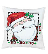 Holly Jolly Ambassador of Good Cheer! Santa is dressed to the nines in plaid suit, cute button nose and snow white beard. He lends a festive HO HO HO to the merriest of holiday seasons. This stamped Cross-stitch design is sure to be a winner!