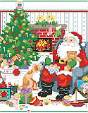 The Best of Christmas - PDF: It doesn’t get better than this, sitting by the fire, enjoying milk and cookies after a long night delivering presents. Santa is surrounded by the best of Christmas in this wonderful design by Linda Gillum.