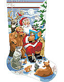Woodland Storytime Stocking - PDF: Santa reads a story to his woodland friends as they sit in eager anticipation at his feet. 