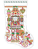 Candy Nutcracker Stocking - PDF: You can almost hear "The Dance of the Sugarplum Fairies" when you gaze at this beautifully detailed Candy Nutcracker stocking.