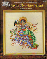 The design in this leaflet, South American Angel, features Barbara's keen sense of colors and elegance of style and line as she captures the feeling of a festive young woman in her traditional attire.