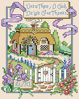 A lovely garden gate, meandering path and cozy cottage calls to you: “Unto Thee, O God, Do We Give Thanks.” Springtime is a season of rebirth and this classic scripture of thanksgiving will inspire all year long.
