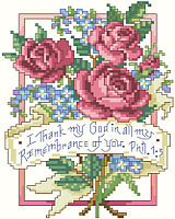 A sweet bouquet of lilacs and roses illustrates the sentimental verse of Philippians 1:3. “I thank my God in all my remembrance of you.” One of our popular Scriptures of Thanksgiving, this lovely design will inspire all who view it.  