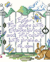 This lovely spring garden gate calls to you: “Enter His gates with Thanksgiving and His court with praise.” Springtime is a season of rebirth and this classic scripture of thanksgiving will inspire all year long.