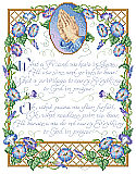 What a Friend We Have in Jesus - PDF: Morning glories and praying hands encircle this gospel hymn written by Irishman Joseph Scriven in 1857. Scriven relocated to Port Hope, Ontario, Canada and was so beloved that he has a monument dedicated to his memory. This design elegantly illustrates Scriven’s devoted words.