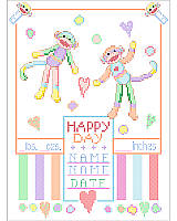 Baby Monkey Sampler Have a lovely permanent record of your baby's birth. These cheerful monkeys will announce it to the world! 