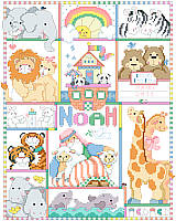 "And the Animals Came Two by Two". Noah's Ark is the theme of this whimsical birth record. Designed by Linda Gillum, it features pairs of your favorite animals. From Bees to Zebras, they are ready to declare Baby's arrival.