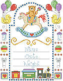 Rocking Horse Birth Record - PDF: Commemorate a very special date with this brightly colored boy's birth announcement. Framed with rubber ducks, rocking horse, train and charming toys. Designed with plenty of space to customize it using a newborn's details, it makes a wonderful memento and charming piece of nursery décor.  
