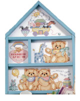 A charming Noah's Ark tops this Baby Birth Record hutch