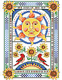 The Kiss of the Sun - PDF: Bring warmth and whimsy to ordinary walls with this vibrant sun and sunflower design.
